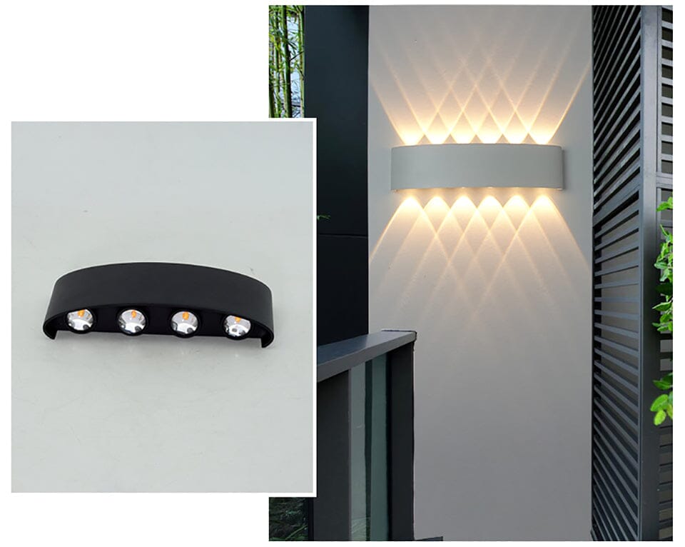 "Wasserdichte LED-Wandleuchte aus Aluminium, modernes Design, energieeffiziente Außenbeleuchtung, wetterfest, an Wand montier