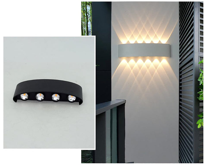 "Wasserdichte LED-Wandleuchte aus Aluminium, modernes Design, energieeffiziente Außenbeleuchtung, wetterfest, an Wand montier