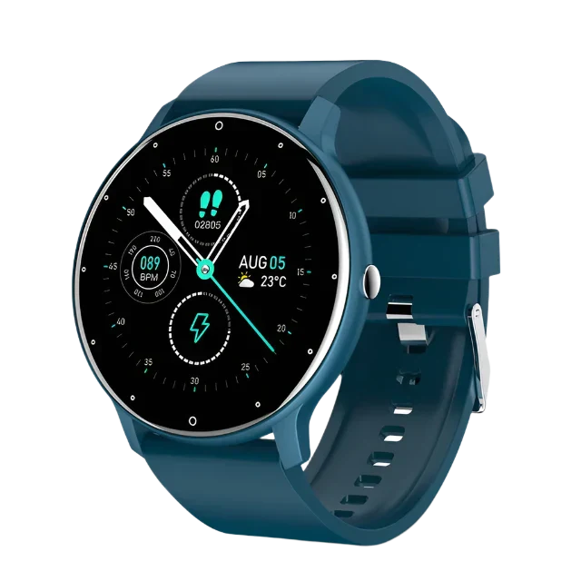 "Wasserdichte unisex Smartwatch mit Fitness-Tracker, herzfrequenzmesser, modernes Design, blau, gelb, pink, schwarz."