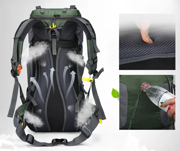 "Wasserdichter 60L Rucksack, robustes Design, geräumig, ergonomisch, ideal für Outdoor-Abenteuer und Reisen"