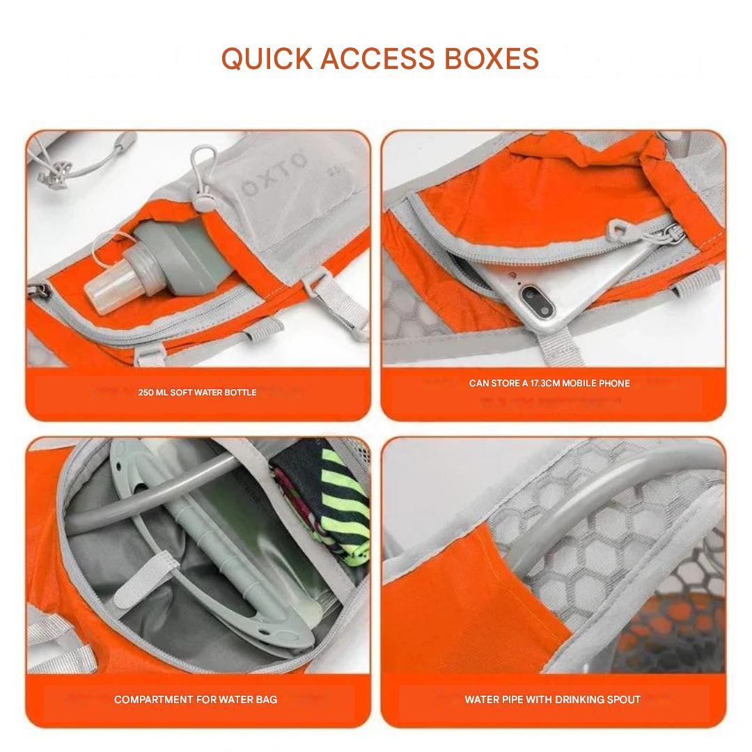 "Wasserdichter blauer Outdoor-Rucksack mit 2L Wasserblase, leicht und verstellbar, ideal für Abenteuer und Sport."