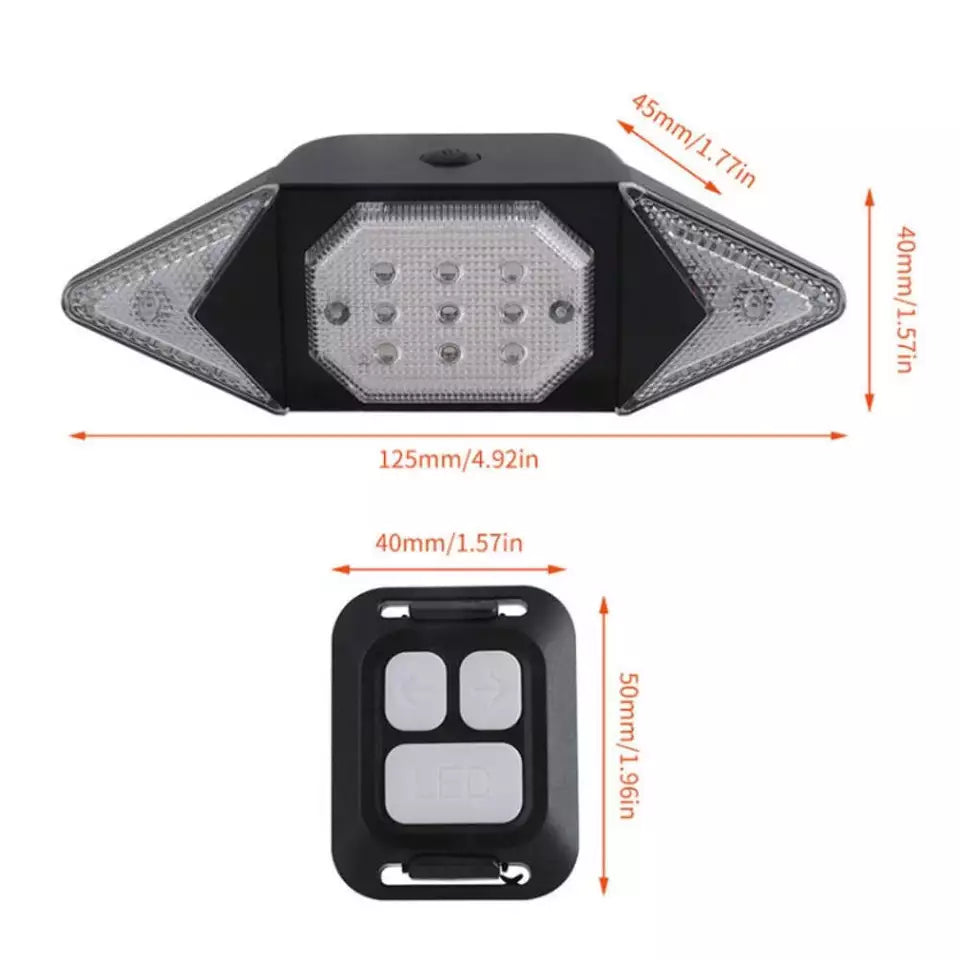 "Wasserdichter LED Fahrradblinker, kabellos, mit USB-Anschluss; geeignet für alle Wetterbedingungen, einfache Montage."
