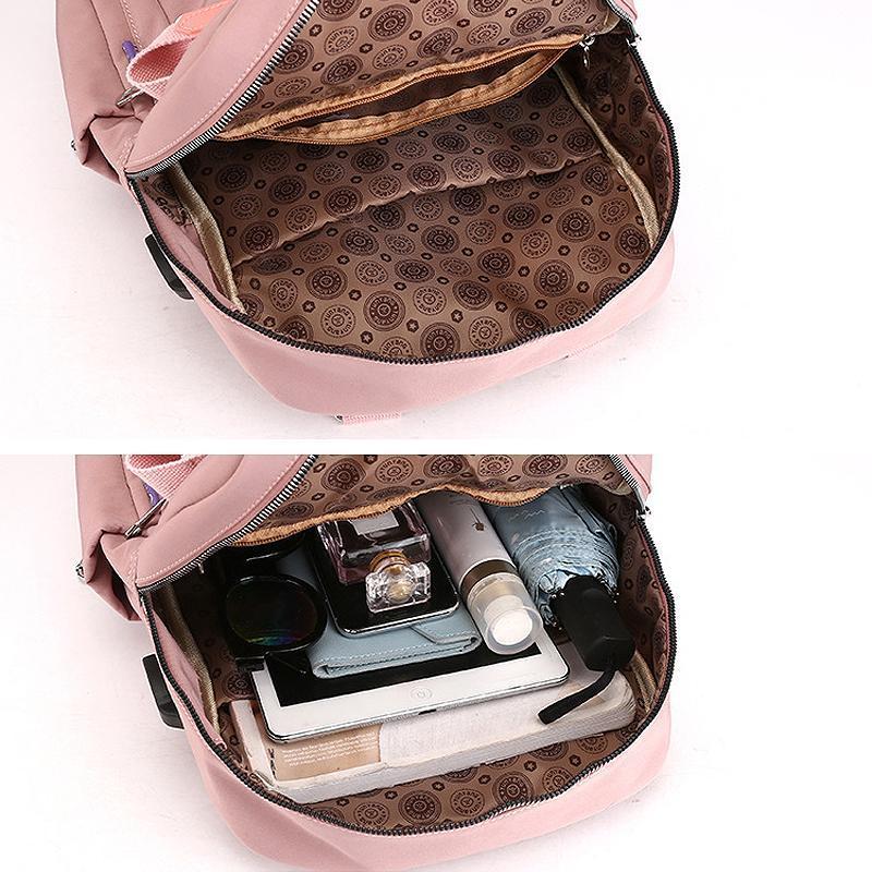 "Wasserfester Rucksack mit USB-Ladung, große Kapazität, schwarz, Vorderansicht; ideal für Reisen und Alltag."