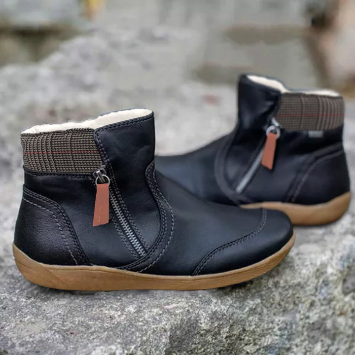 Stylish women's waterproof ankle boots with durable traction sole, ideal for rain, snow, & outdoor wear.