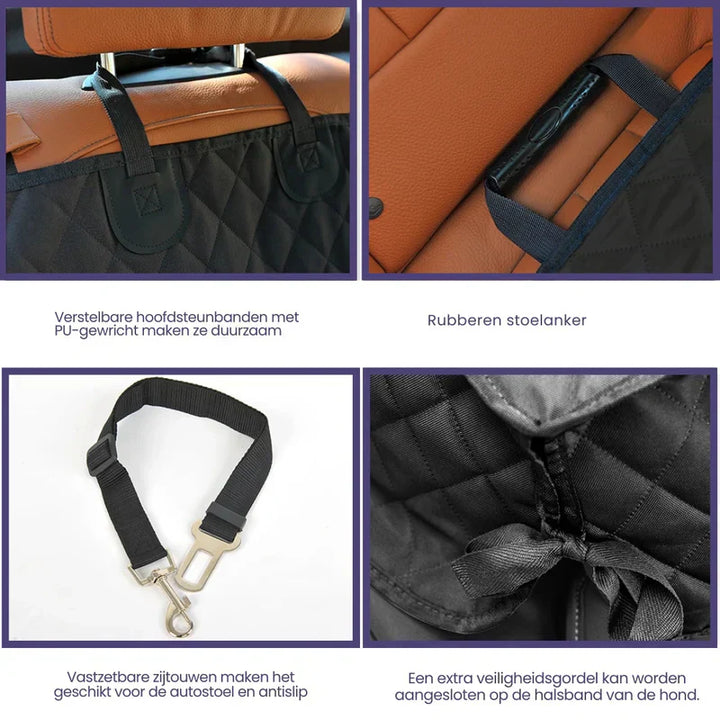 Travel with pets: waterproof car dog seat cover, non-slip backing for secure placement.