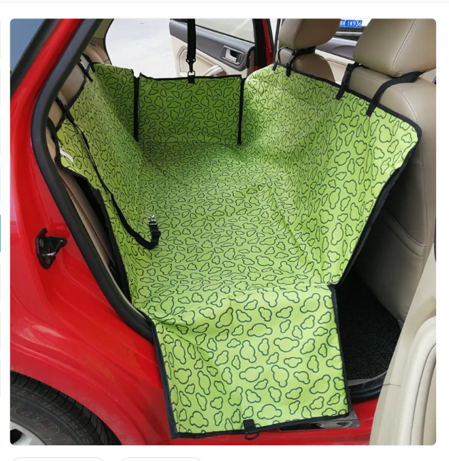 Easy-to-install unisex pet car seat cover, black, non-slip, keeps car seats clean from pet travel mess.