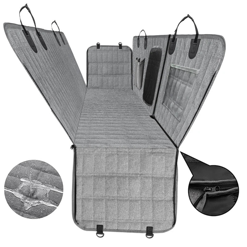 Waterproof pet car hammock for backseat protection, anti-slip & durable for dog travel safety