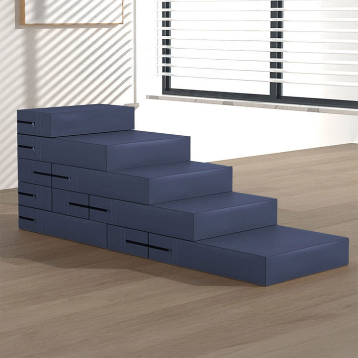 Pet stairs with versatile design, light brown PU leather dog ramp with removable, washable cover