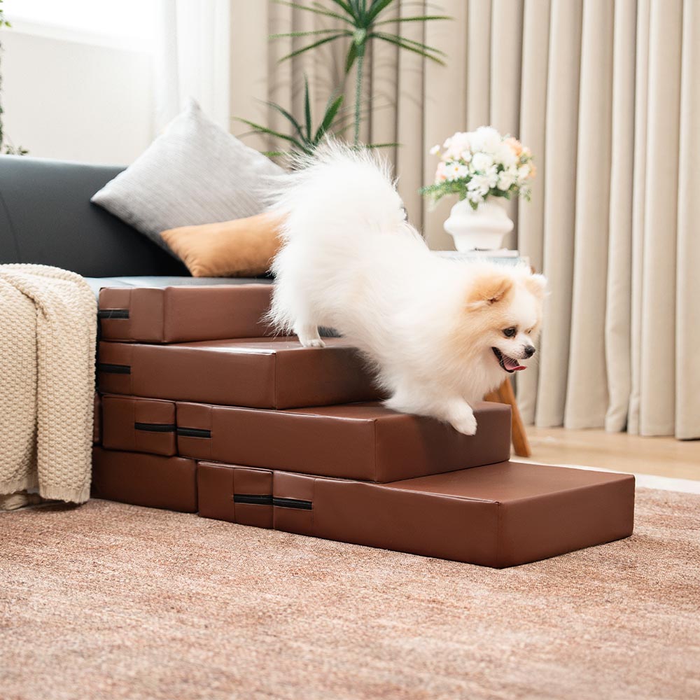 Waterproof PU leather pet stairs, multi-level functionality, offering great pet support.
