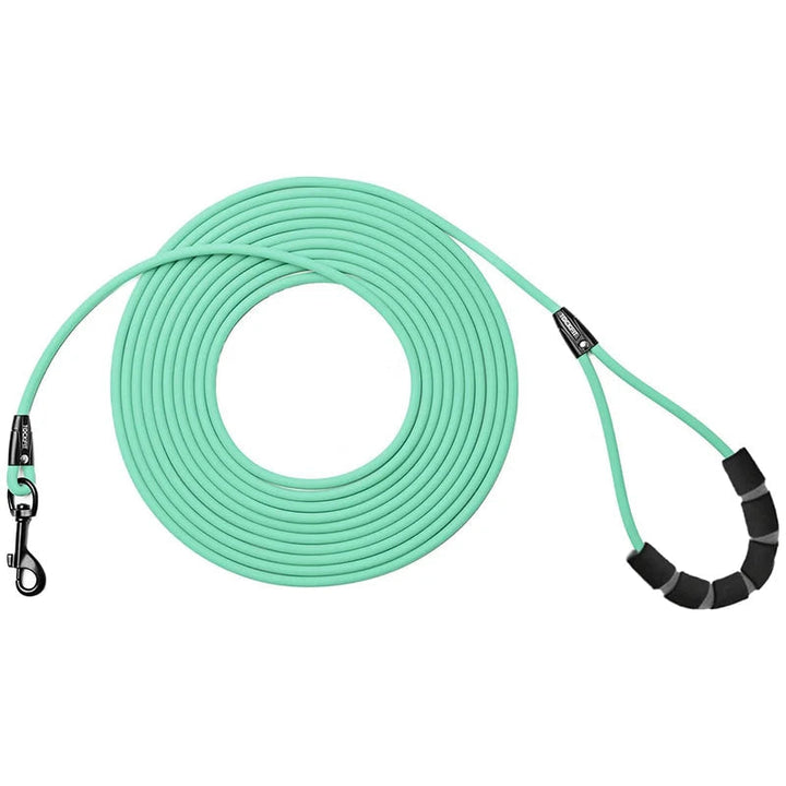 Tangle-free pet accessory: black waterproof PVC dog leash, perfect for dog training and daily walks.