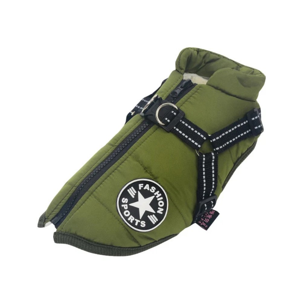 Warm & cozy waterproof dog coat, built-in harness ensures safety on outdoor adventures in cold weather.