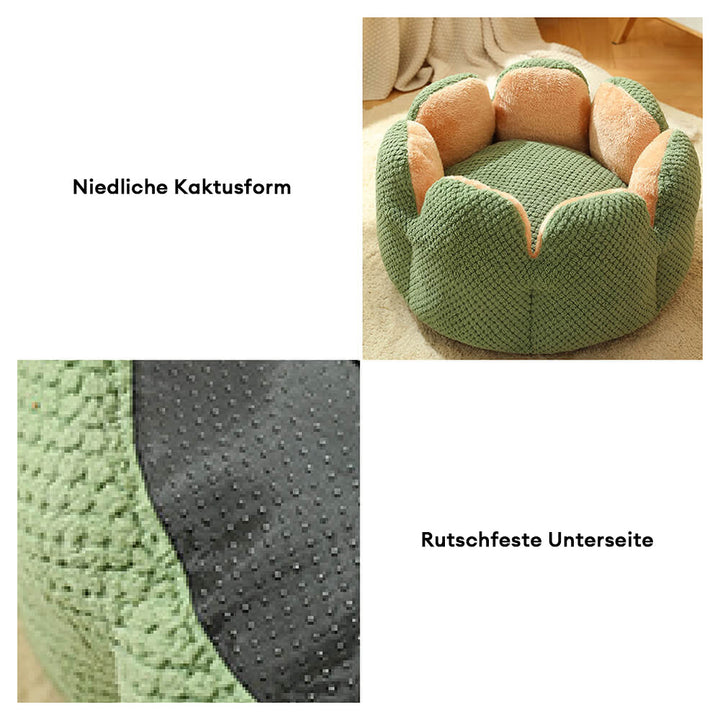 "Weiches Kaktus Haustierbett, stilvolles Design, komfortabel, in Grün, Braun, Lila, für Hunde und Katzen, M bis XL."
