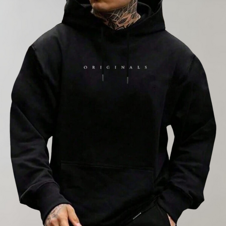 "Weißer Herren Hoodie aus weichem Material, ideal für Herbst, mit stilvollem Design und komfortabler Passform."
