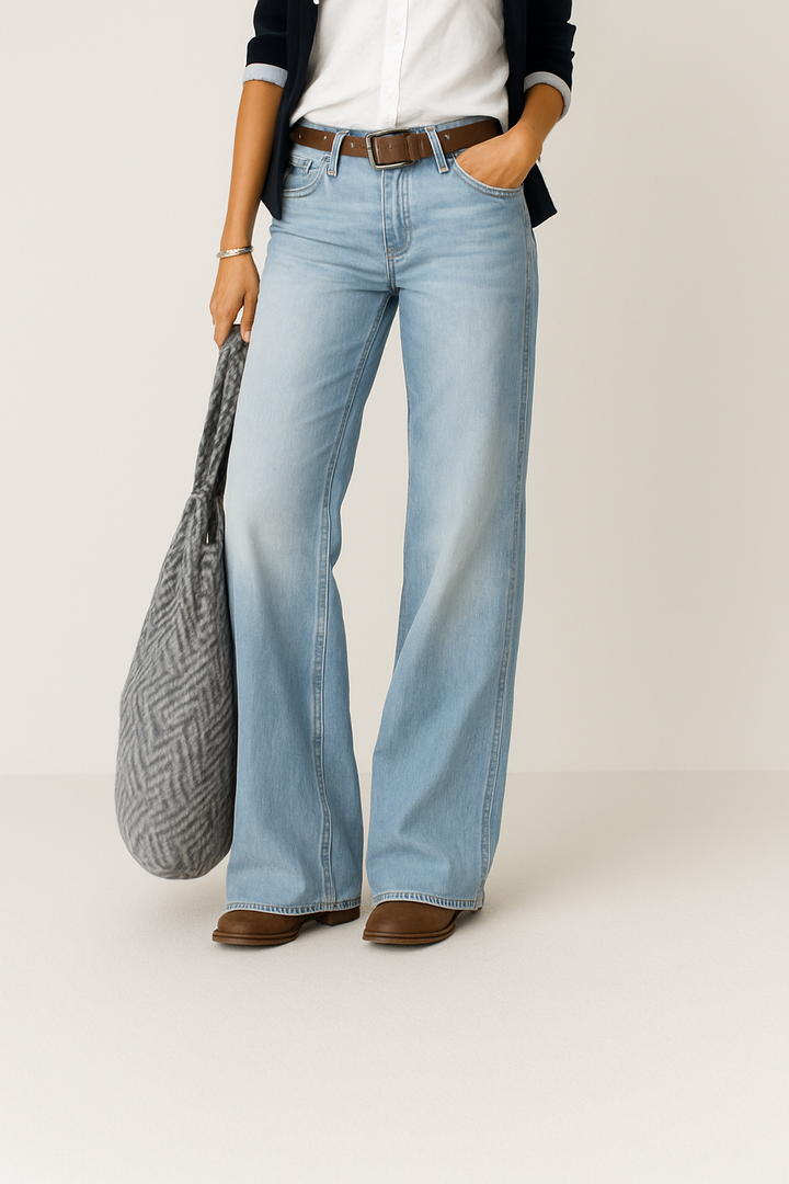 "Weite Damen Denim-Jeans, komfortabel und modisch, mit lockerer Passform und schmeichelhafter Silhouette."