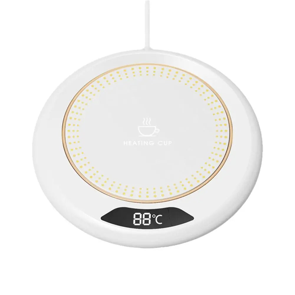 Sleek desk accessory: coffee mug heater with 3 temperature settings for perfectly warm drinks.