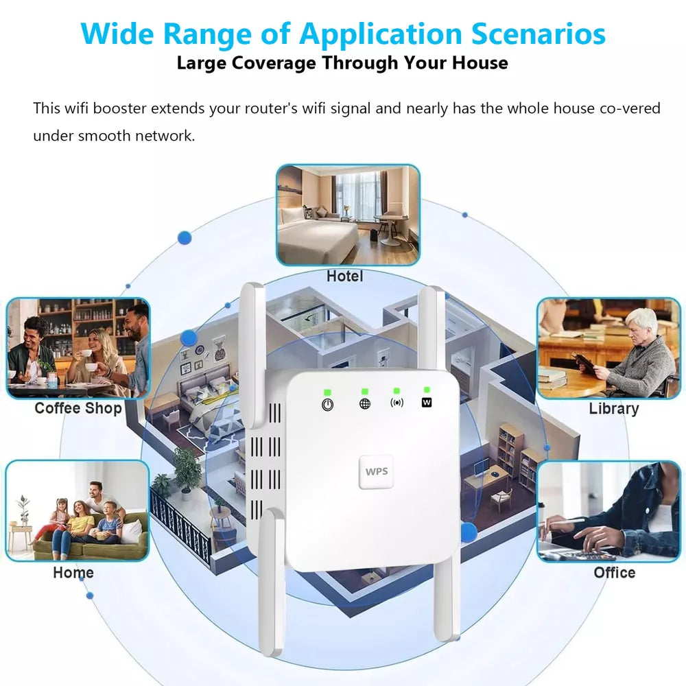 "Wi-Fi Verstärker 5G Repeater mit vier Antennen, 1200Mbps, Weiß, für stabiles, schnelles Internet"