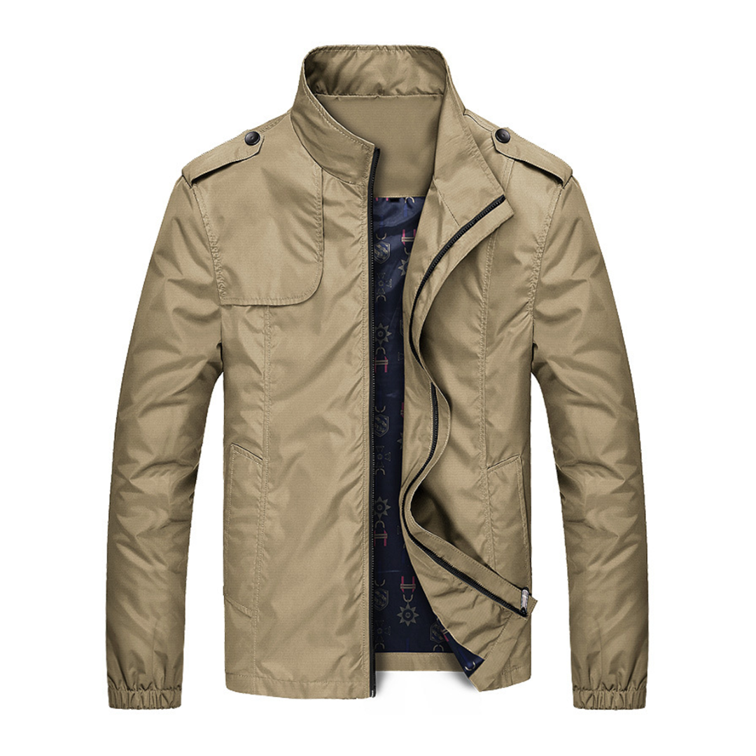Winddichte Herrenjacke mit Reißverschluss in modernem Design, ideal für Outdoor-Aktivitäten und verschiedene Anlässe.