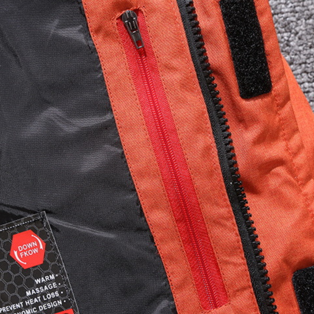 Winterjacke in Rot, wind- und wasserabweisend, mit Daunenfutter, stilvoller Schutz für kalte Tage, Herrenmantel.