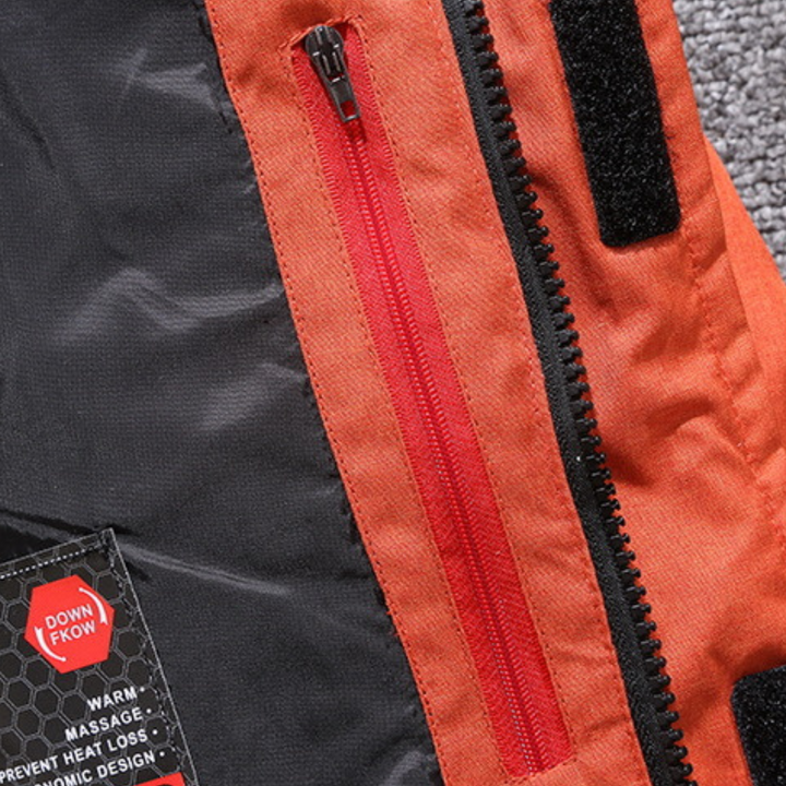 Winterjacke in Rot, wind- und wasserabweisend, mit Daunenfutter, stilvoller Schutz für kalte Tage, Herrenmantel.