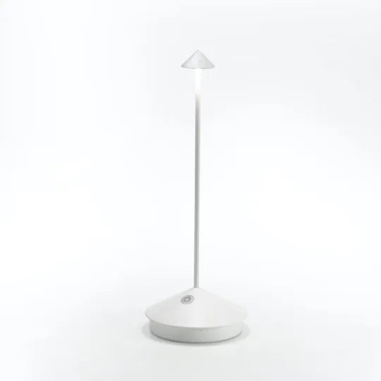 Functional dimmable LED table lamp, wireless & portable. Rechargeable for flexible indoor/outdoor decor.