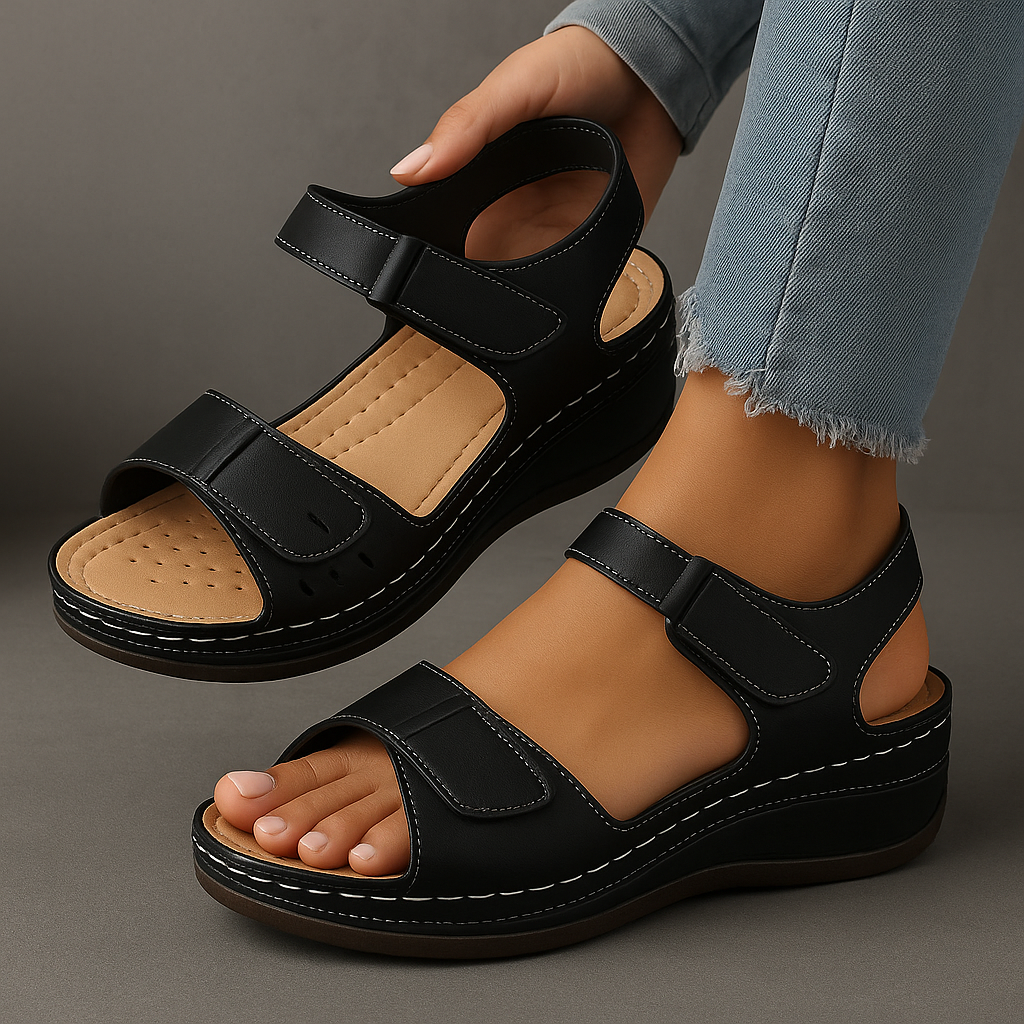 Lightweight women's platform sandals with adjustable straps, ideal comfortable footwear for summer vacation.