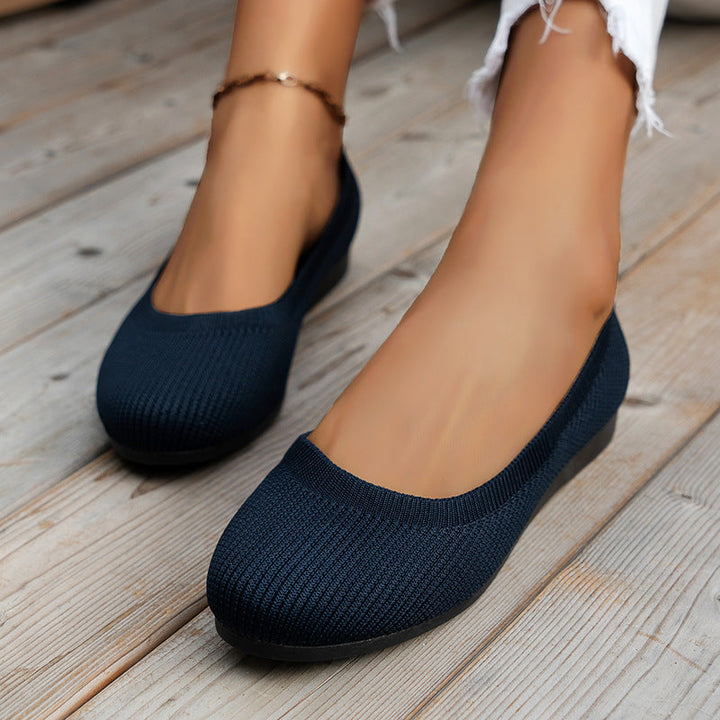 Women's comfort slip-on ballerinas, orthopedic flats in a versatile beige shade.