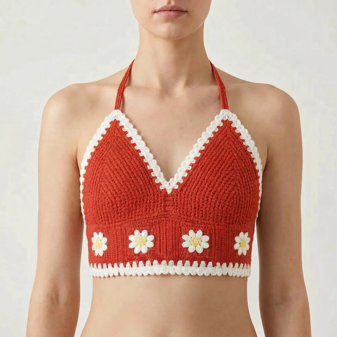 Trendy women's bohemian patterned halter top, a must-have for your summer wardrobe.