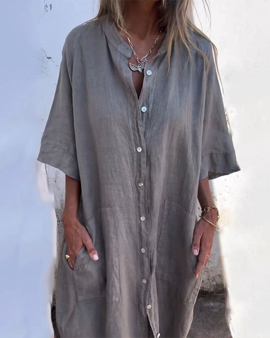 Women's boho floral button-down maxi dress, perfect for summer casual wear & vacation style. Effortlessly chic.
