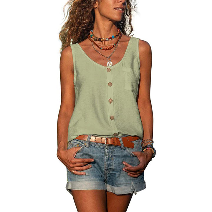 Effortless chic women's sleeveless top with a comfortable loose fit, perfect for a modern casual look.