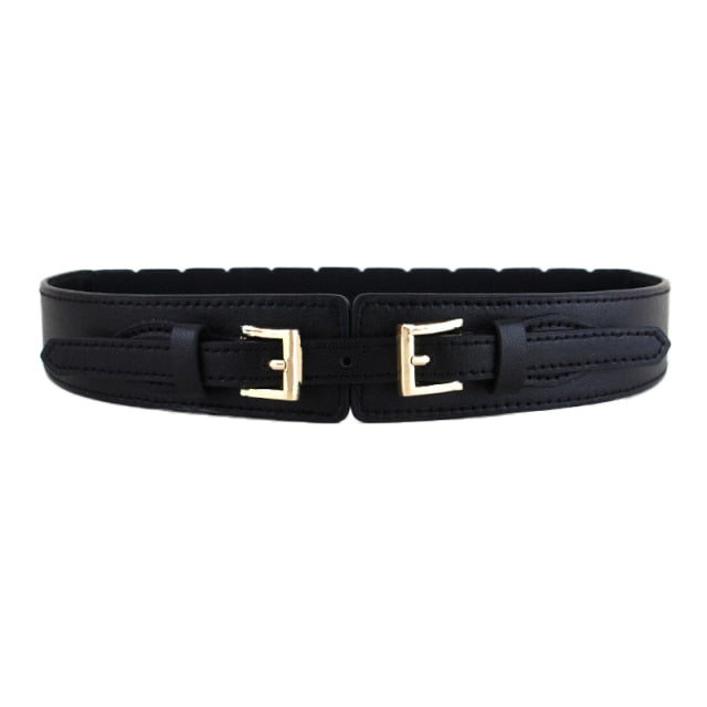 Elegant women's wide PU leather dress belt, perfect for defining your waist with a chic touch.