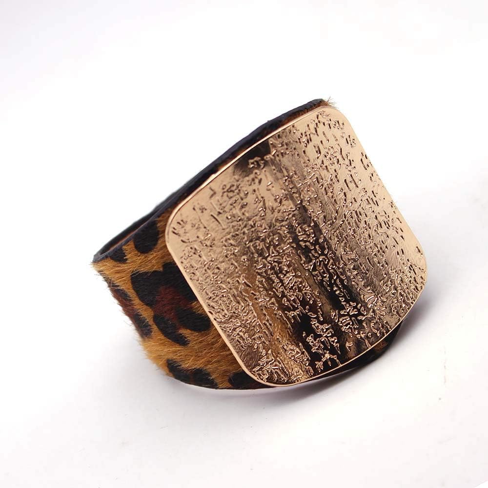 Gift for her: Wild leopard wrap bracelet, a trendy fashion jewellery accessory.