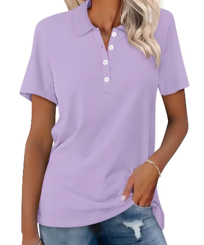 Everyday essential women's classic fit short sleeve polo shirt, combining comfort with timeless style.