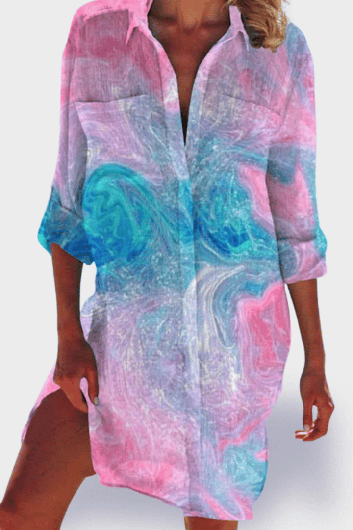 Easy care women's midi dress with relaxed fit. Comfortable, casual, and flattering for versatile summer fashion.