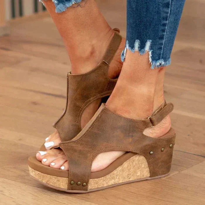 Women's comfy orthopedic wedge sandals with arch support for all-day comfort & foot health.