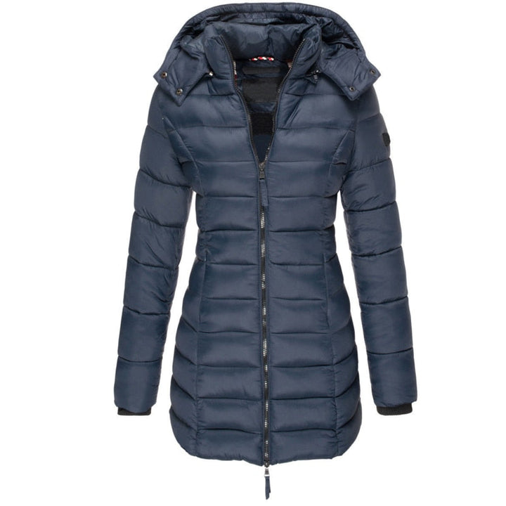 Women's cozy insulated hooded winter jacket for ultimate warmth in cold weather.