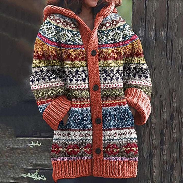 Warm & comfortable long sleeve women's cardigan. Multicolor soft outerwear, ideal for winter layering.