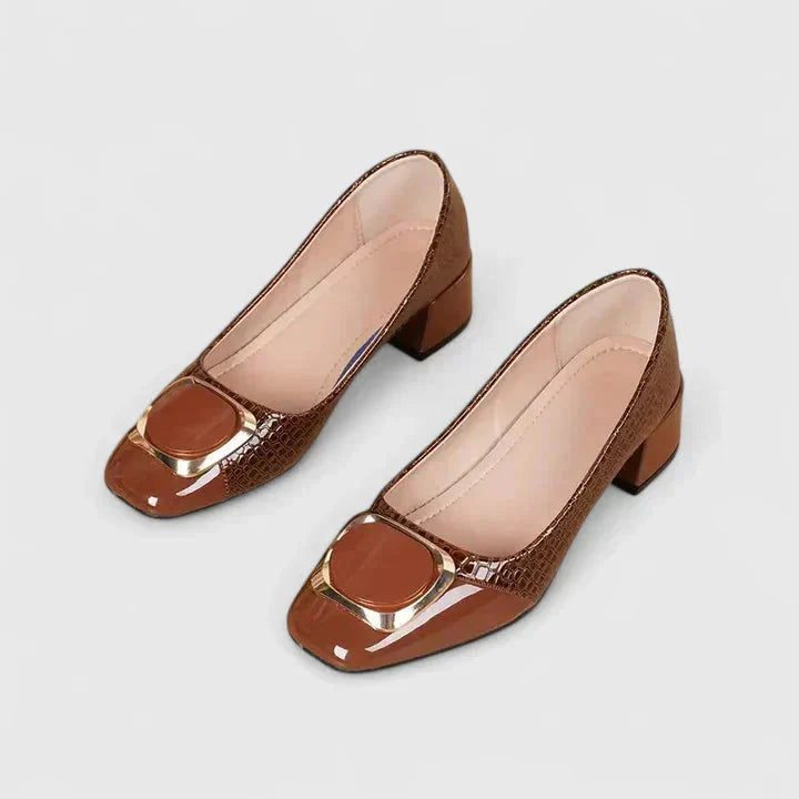 Women's dress loafers: chic croc embossed design, comfortable block heel. Ideal stylish flats for any occasion.