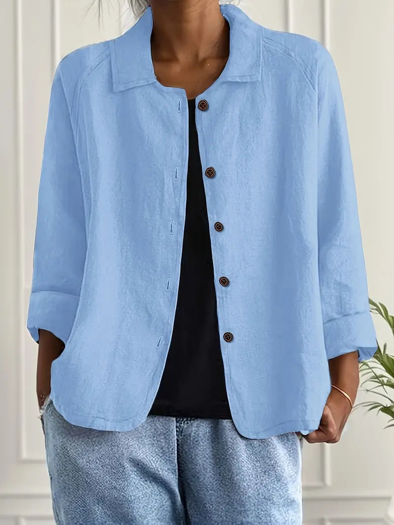 Stylish women's long sleeve flowy top, an effortless shirt cardigan for everyday comfort.