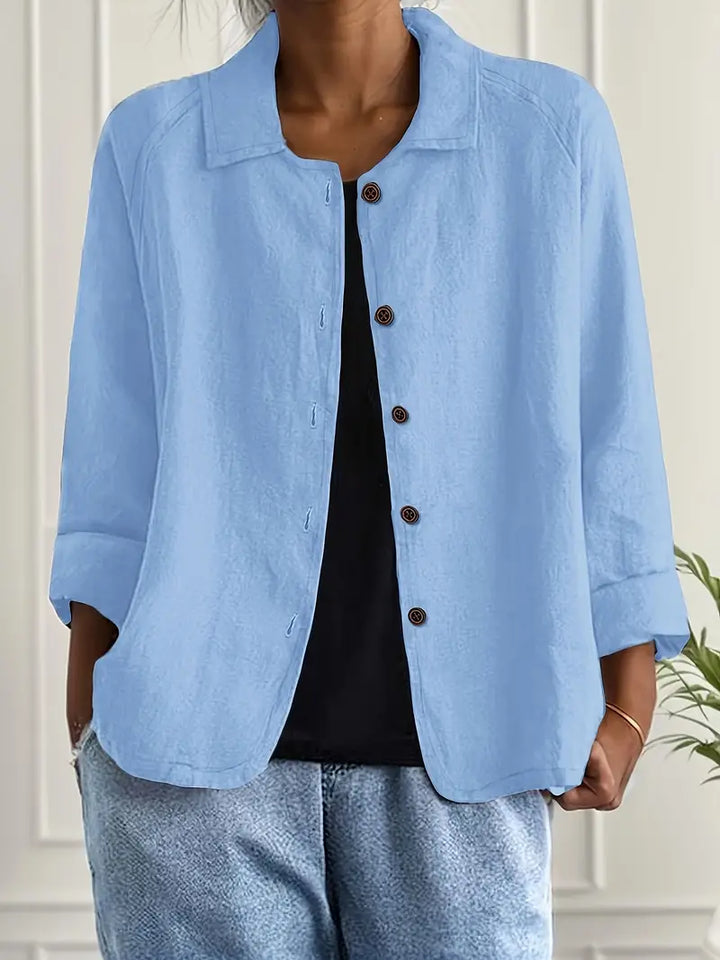 Stylish women's long sleeve flowy top, an effortless shirt cardigan for everyday comfort.