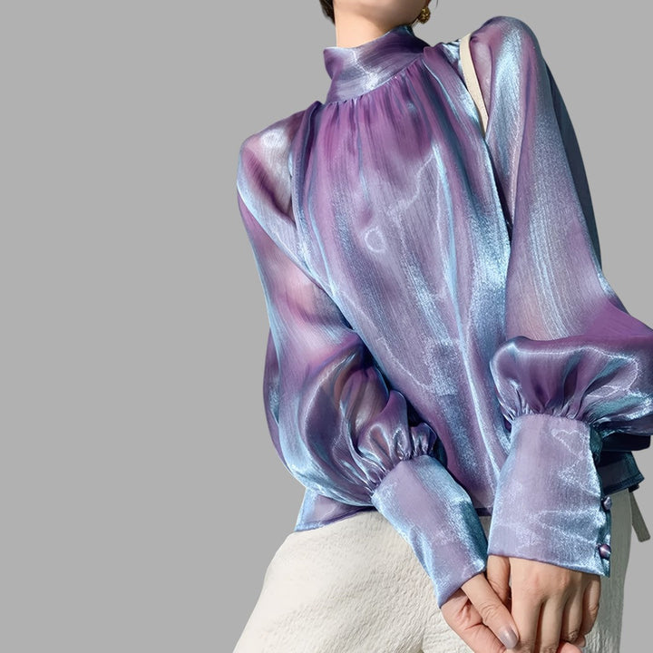 Women's elegant puff sleeve blouse, perfect for versatile fashion and smart casual wear.