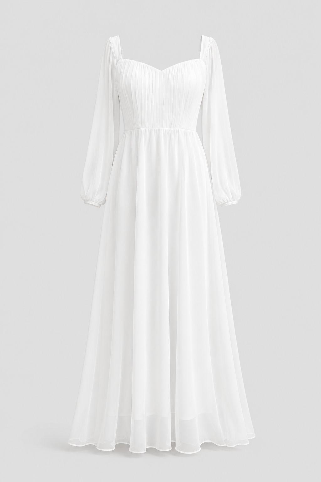 Sophisticated long sleeve maxi dress for women, featuring a flattering sweetheart neckline, perfect as a formal gown.