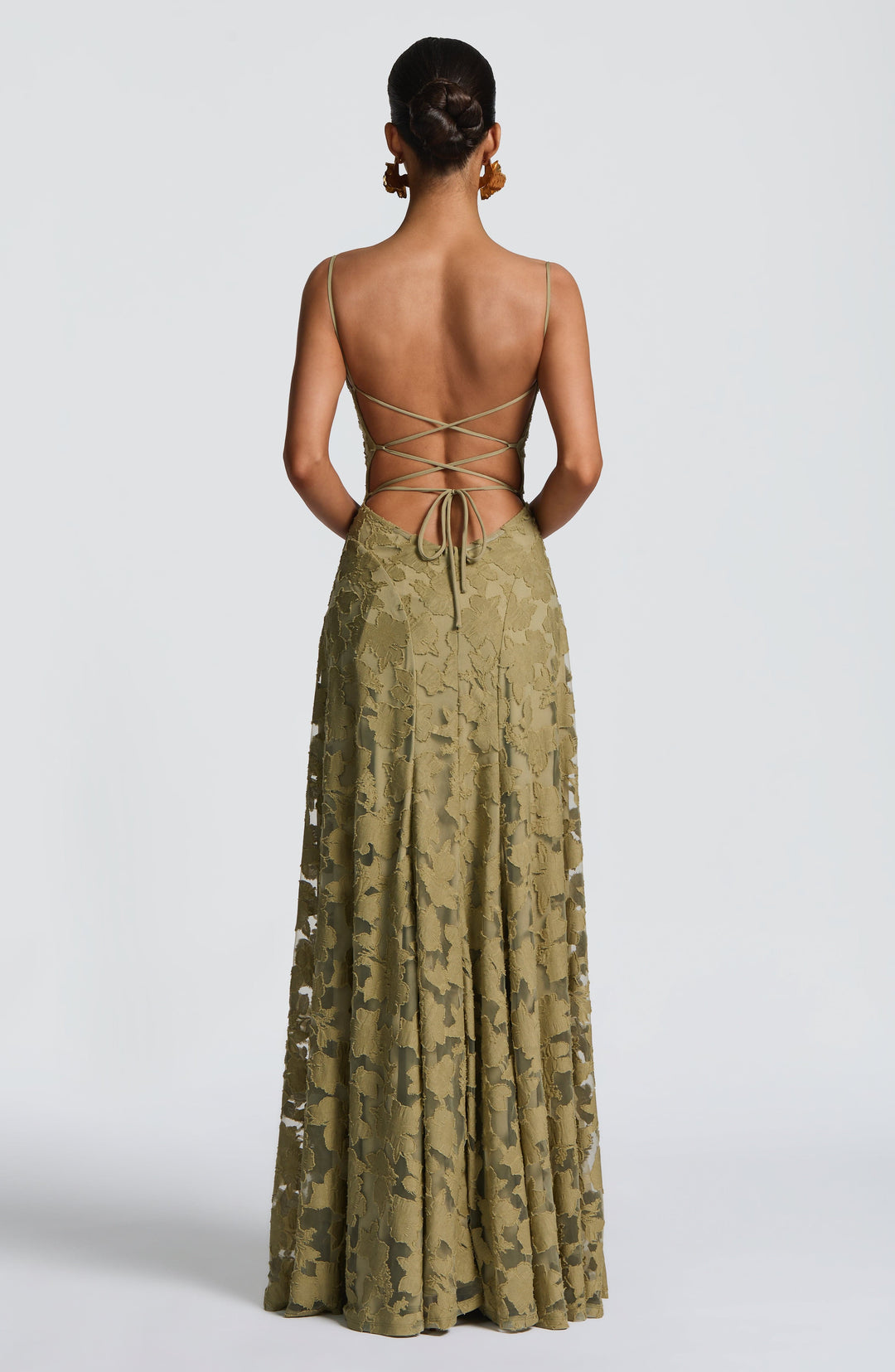 Sleeveless A-line floral maxi dress for women, featuring a stylish draped neckline.