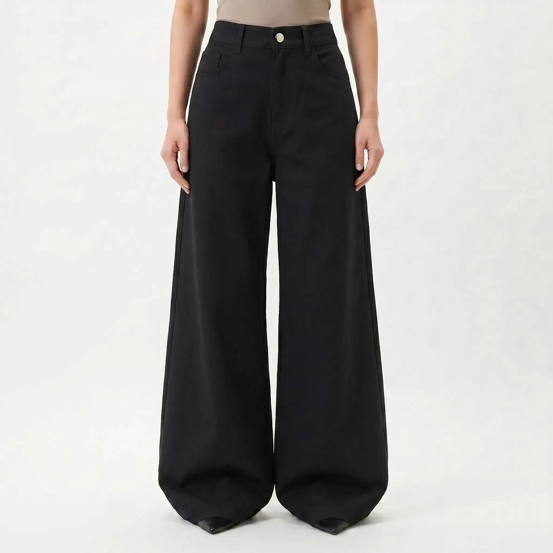 Versatile women's high-waisted wide-leg pants, perfect for modern apparel and effortless style.