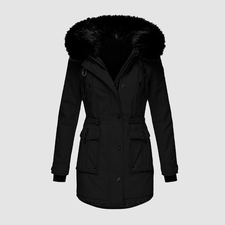 Stylish women's hooded winter parka with premium insulation for ultimate warmth & comfort.