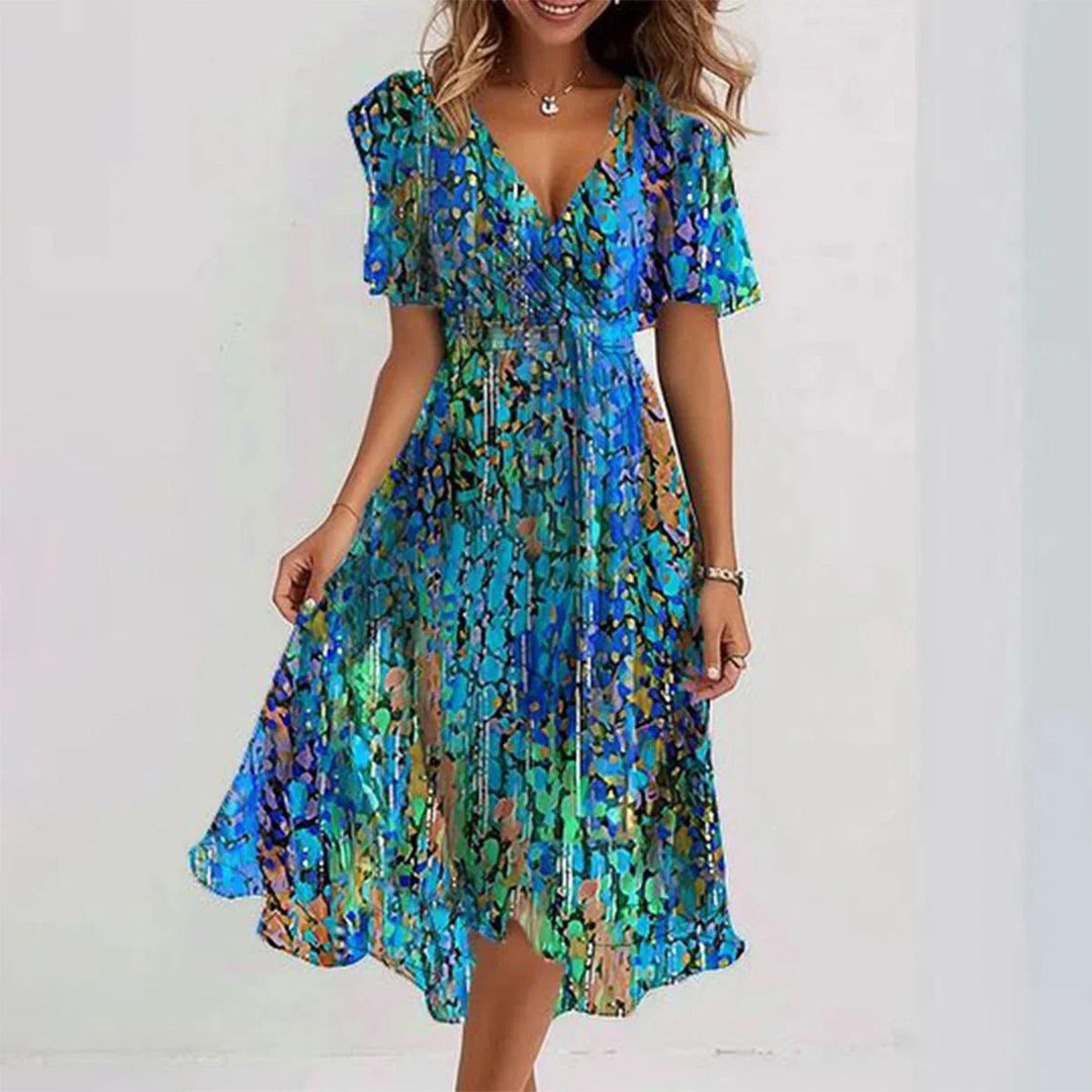 Flowing women's summer dress in a lightweight fabric, perfect for comfortable, casual warm weather days.
