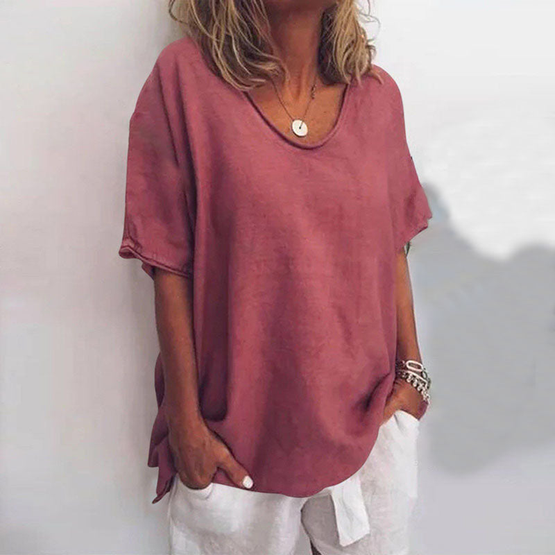 Women's everyday loose fit t-shirt, a comfortable, short sleeve summer top with a relaxed, casual style.