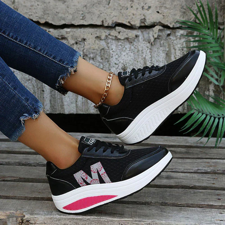 Women's corrective walking shoes with advanced arch support, promoting proper posture & comfort.