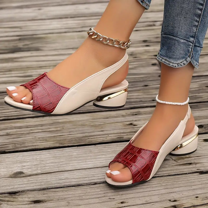 Stylish women's heeled slingback orthopedic sandals with arch support for everyday walking comfort.