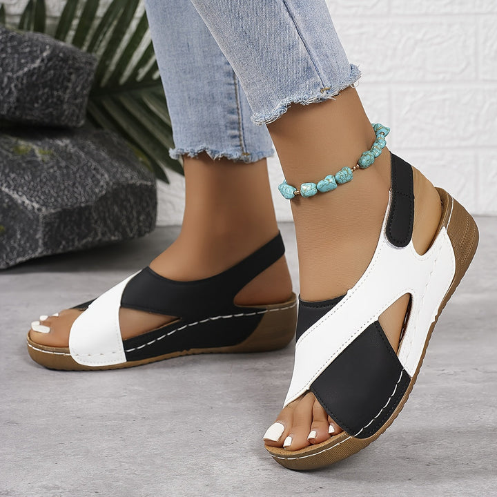 Non-slip sole on women's orthopedic sandals, providing stability, arch support & comfortable walking.