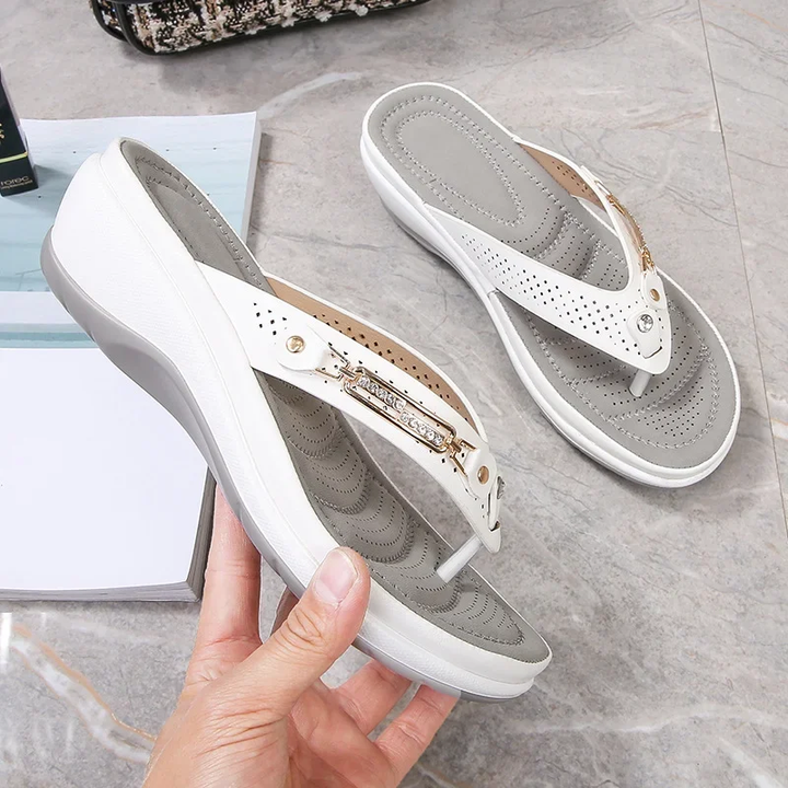 Women's orthopedic sandals with plush cushioning & arch support for comfort and heel pain relief.